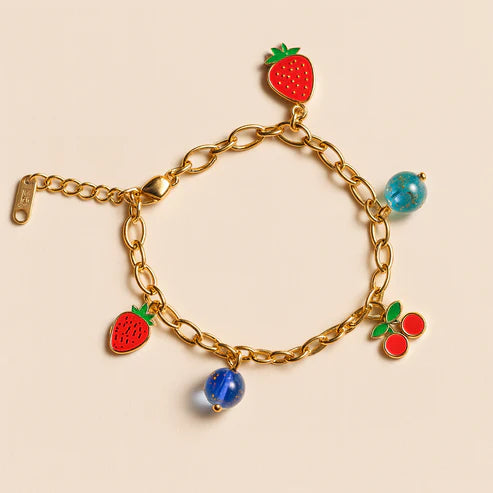 Anti-Tarnish Gold Berry Charm Bracelet