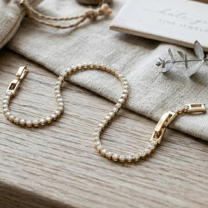 Anti-Tarnish Gold Crystal Tennis Bracelet