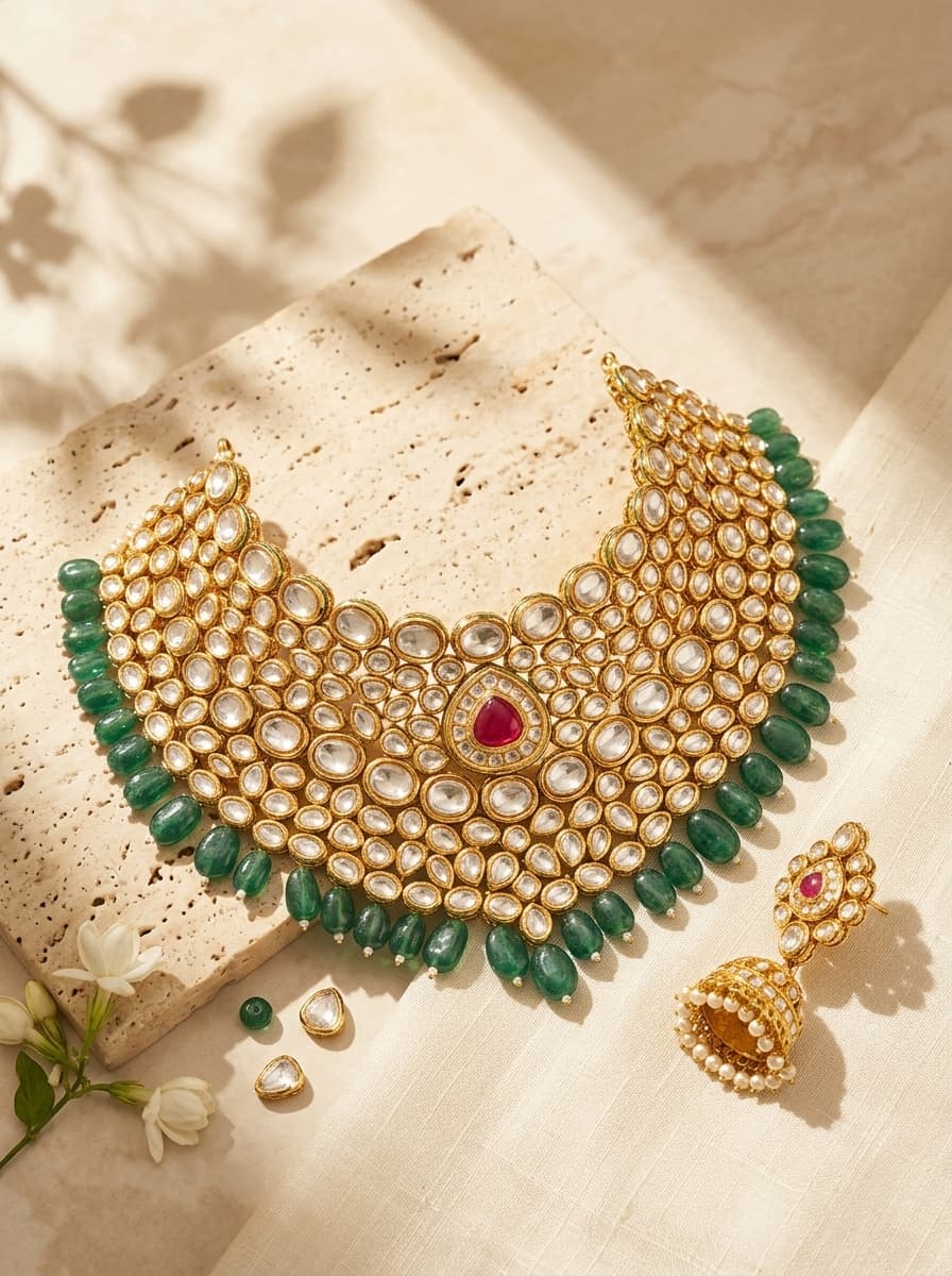 Aaradhya Imperial Kundan & Jhumka Set