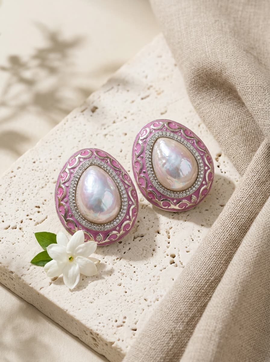 Gulabi Meenakari & Keshi Pearl Tops