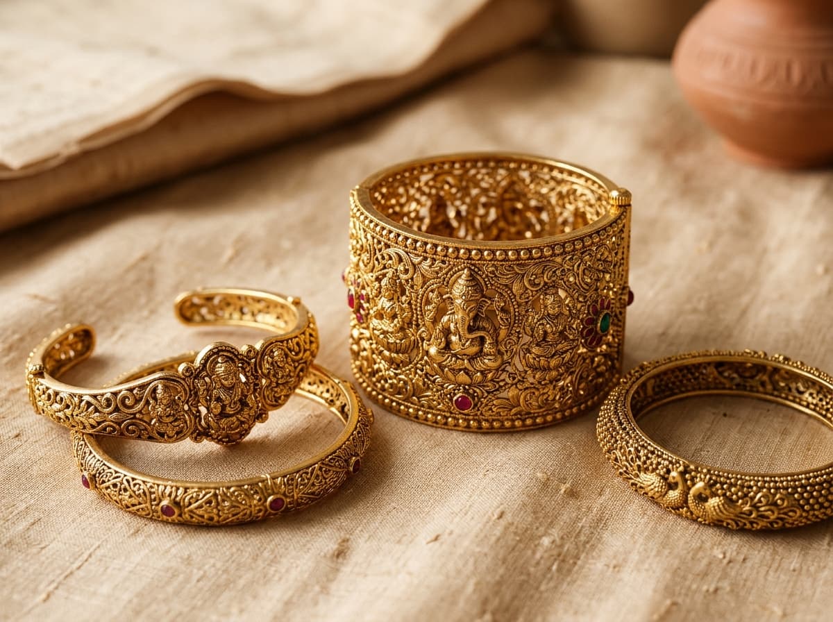 Handcrafted Temple Filigree Cuffs and Bangles by ORNIKAA
