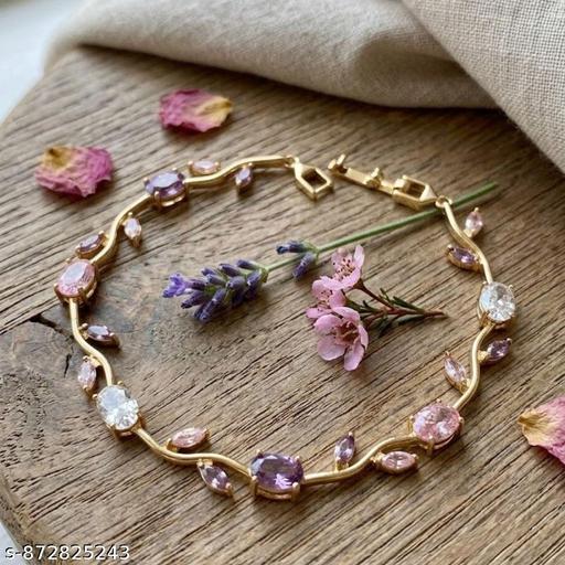 Anti-Tarnish Gold Pink Tulip Bracelet