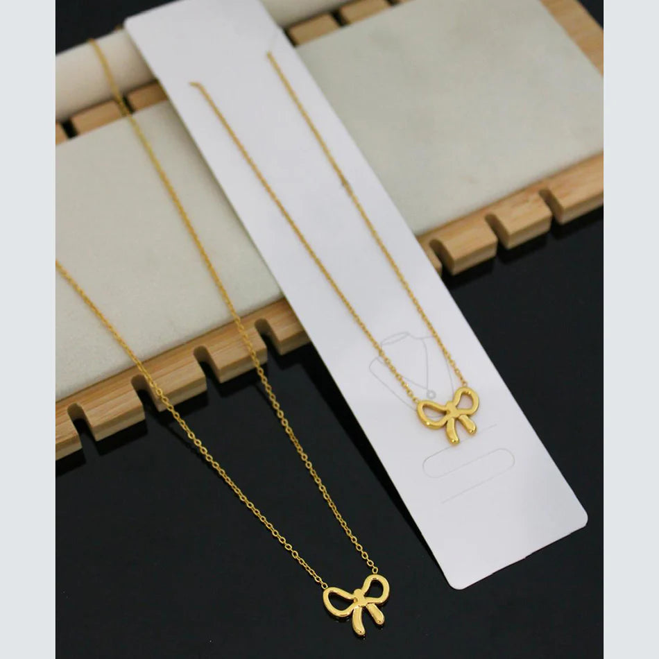 Anti-Tarnish Gold Bow Pendant Necklace