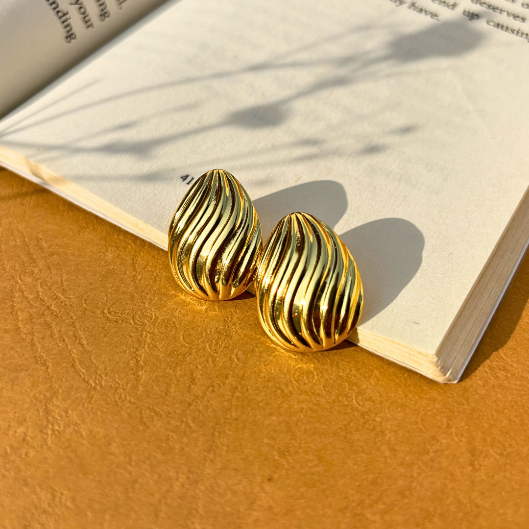 Gold Drip Anti-Tarnish Earrings – Everyday Wear Studs