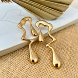 Anti-Tarnish Gold Abstract Drop Earrings