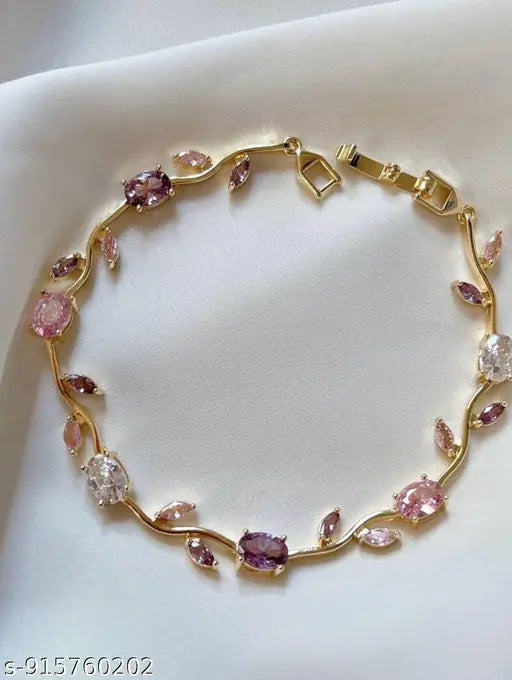 Anti-Tarnish Gold Pink Tulip Bracelet