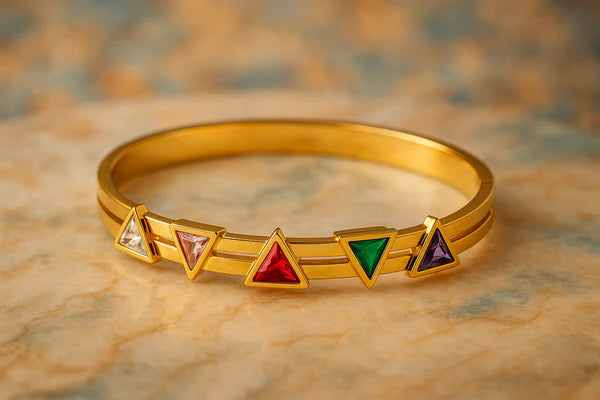 Anti-Tarnish Gold Pyramid Stone Bracelet