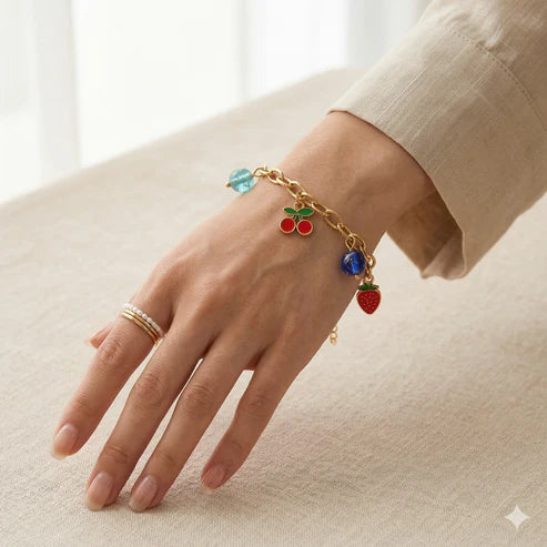 Anti-Tarnish Gold Berry Charm Bracelet