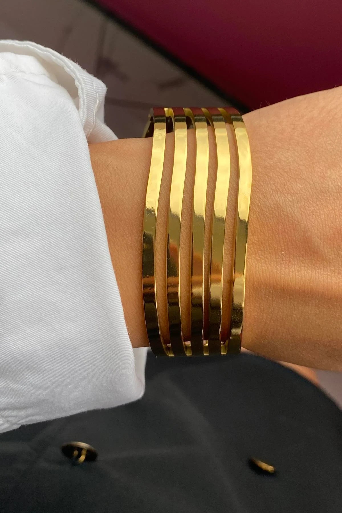Anti-Tarnish Gold Multi-Layer Cuff Bracelet