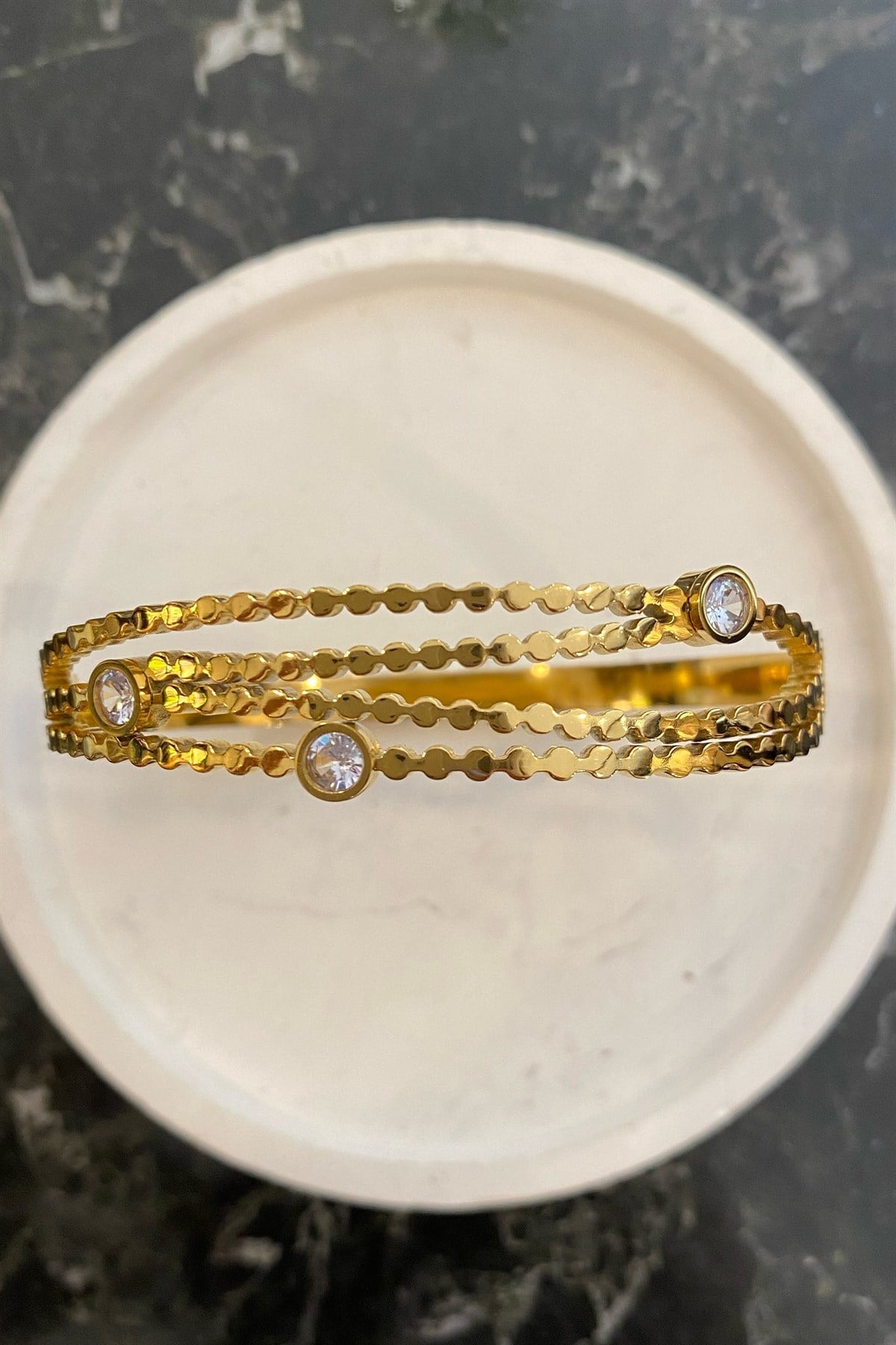 Anti-Tarnish Gold Crystal Layered Bracelet